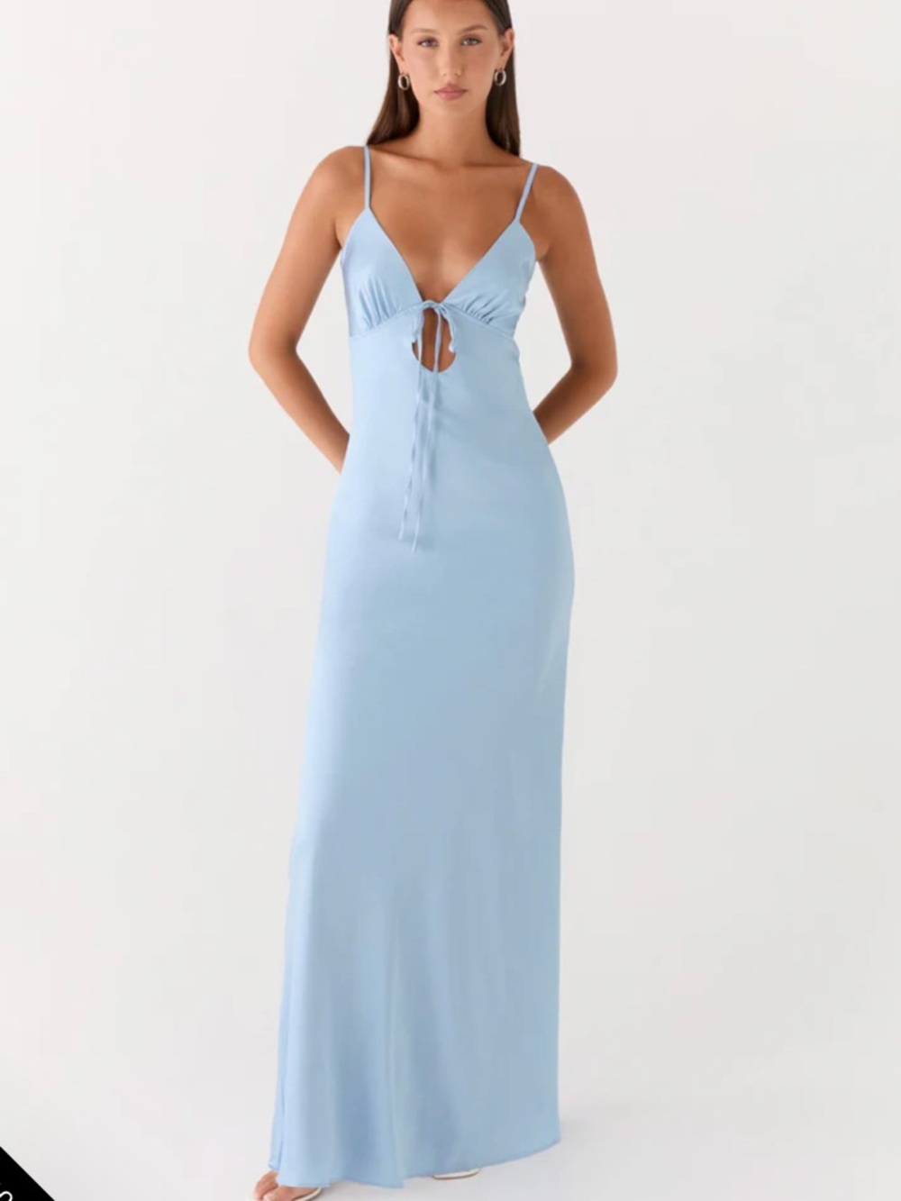 Peppermayo Light Blue Maxi Dress with Front Tie